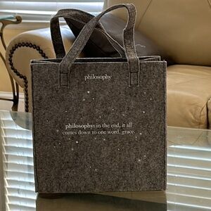Philosophy Gray Felt Bag Tote Bag / Lunch Bag / diaper bag / toiletry bag